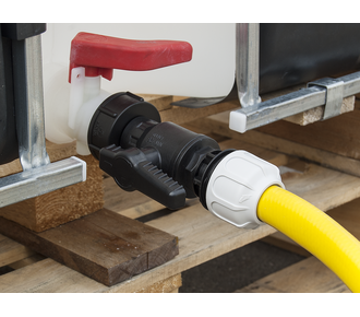 Valvola di scarico IBC con attacco a vite per tubo flessibile