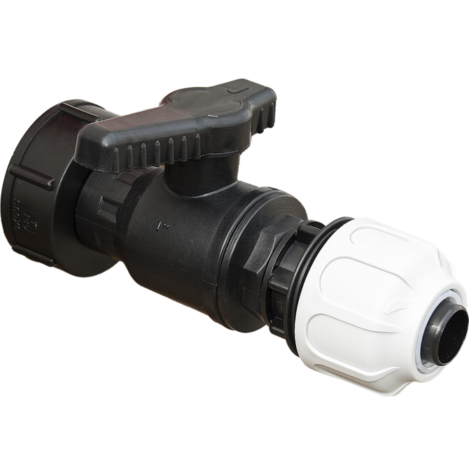 IBC discharge valve with hose screw connection