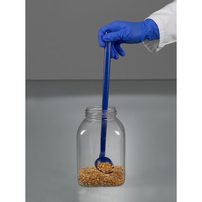 Cuchara detectable curvada, mango largo, azul