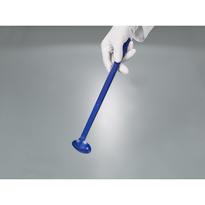 Cuchara detectable curvada, mango largo, azul