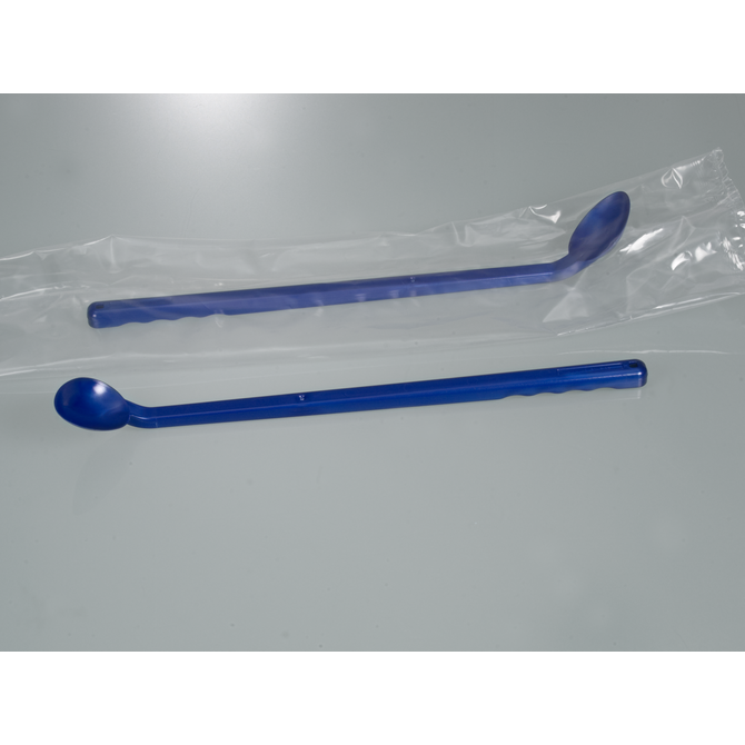 Cuchara detectable curvada, mango largo, azul