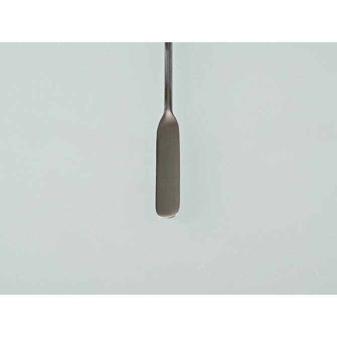 Double-ended spatula with an angular/rounded tip, made of stainless steel