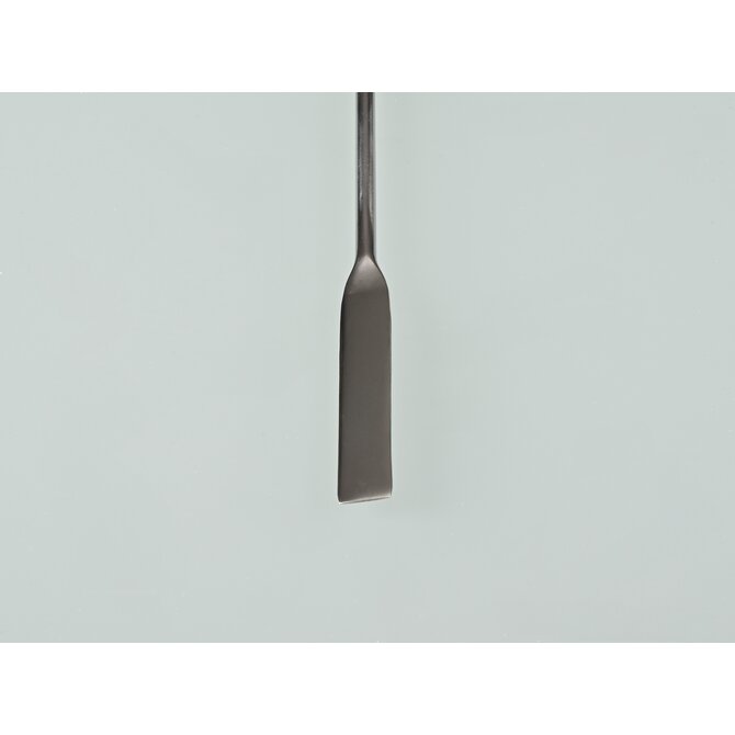 Double-ended spatula with an angular/rounded tip, made of stainless steel