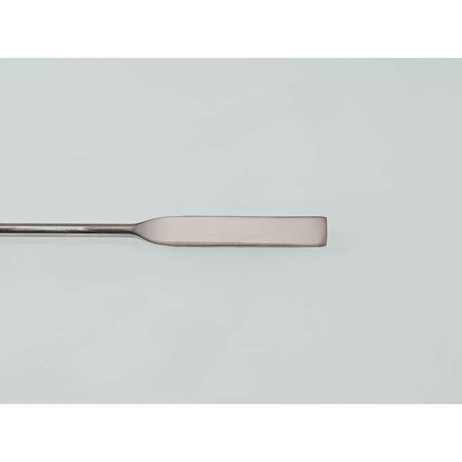 Double-ended spatula with an angular/rounded tip, made of stainless steel