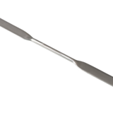 Double-ended spatula with an angular/rounded tip, made of stainless steel