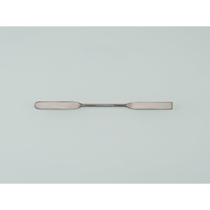 Double-ended spatula with an angular/rounded tip, made of stainless steel