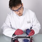 Double-ended spatula with an angular/rounded tip, made of stainless steel