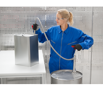 Bomba de barril em aço inoxidável - mangueira de descarga e válvula