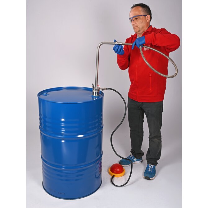Pompe à solvant à commande à pied - Flexible d'écoulement & robinet