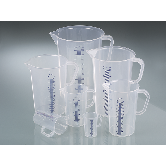 Градуированные мензурки с ручкой, синяя шкала