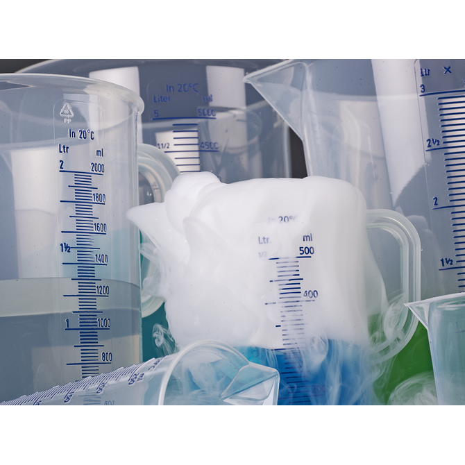 Градуированные мензурки с ручкой, синяя шкала