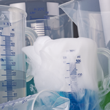 Градуированные мензурки с ручкой, синяя шкала