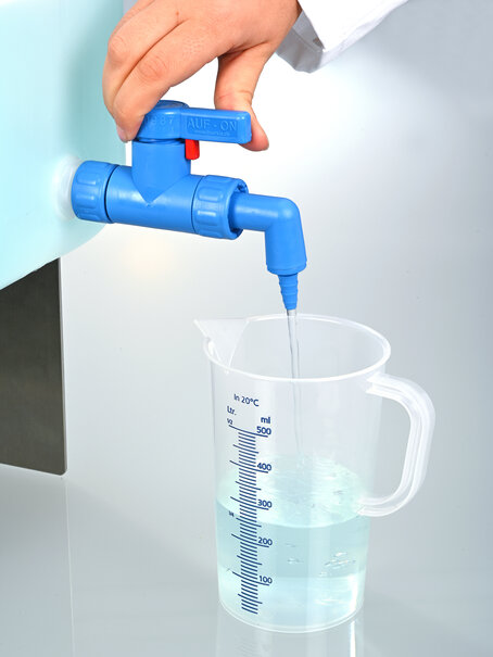 Градуированные мензурки с ручкой, синяя шкала