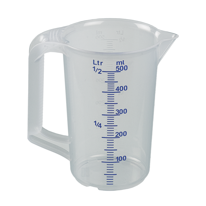 Jarra medidora industrial, con asa cerrada