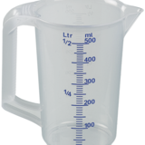 Jarra medidora industrial, con asa cerrada