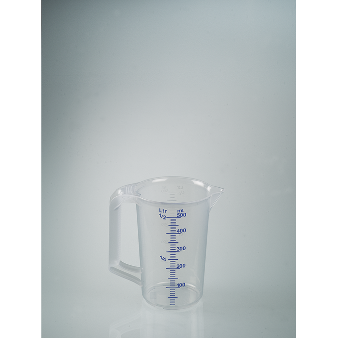 Jarra medidora industrial, con asa cerrada