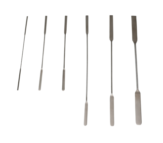 Mikro-Doppelspatel eckig/abgerundet, aus Edelstahl