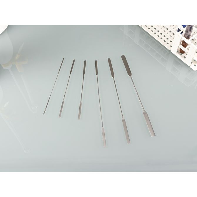 Micro spatule double carrée/arrondie, en acier inoxydable