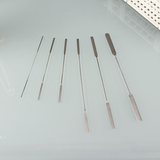 Micro spatule double carrée/arrondie, en acier inoxydable