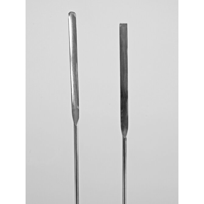 Mikro-Pulverspatel eckig/halbschalenförmig, aus Edelstahl