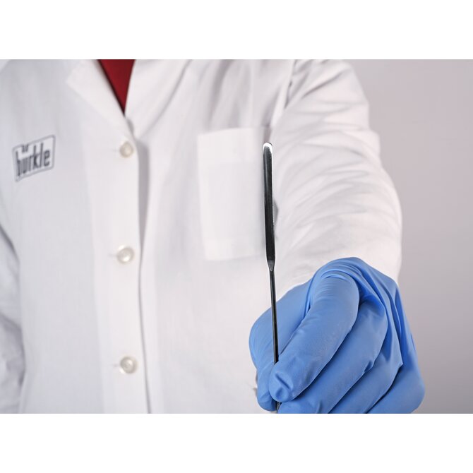 Mikro-Pulverspatel eckig/halbschalenförmig, aus Edelstahl