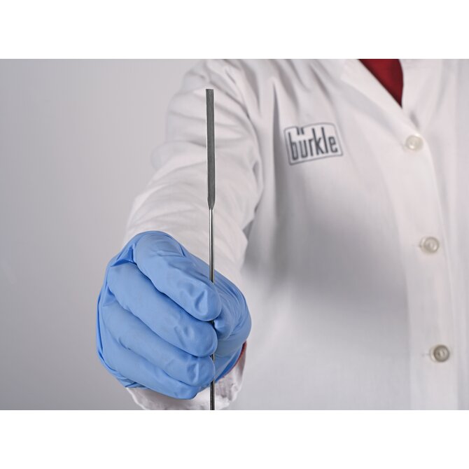 Mikro-Pulverspatel eckig/halbschalenförmig, aus Edelstahl