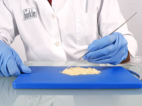 Mikro-Pulverspatel eckig/halbschalenförmig, aus Edelstahl