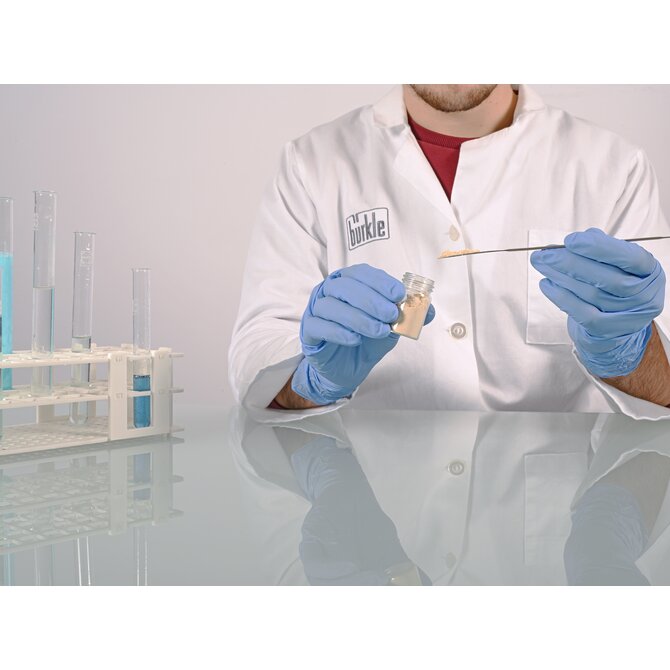 Mikro-Pulverspatel eckig/halbschalenförmig, aus Edelstahl