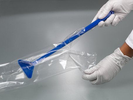 Schöpfkelle, langer Griff, Einweg, blau