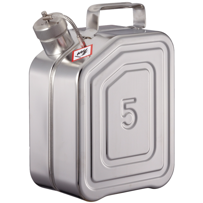 Bidon de sécurité en inox, avec couvercle à vis