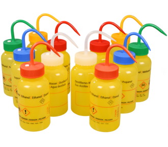 Wide-mouth wash bottles with print