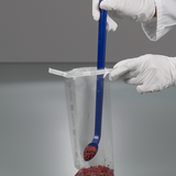 Cuchara detectable curvada, mango largo, azul