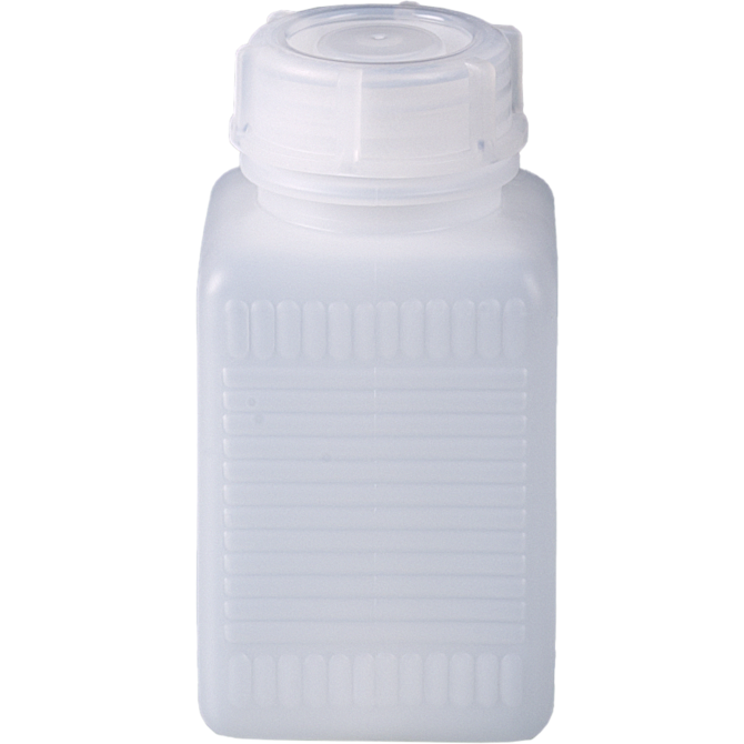 Square bottle, square base, wide neck