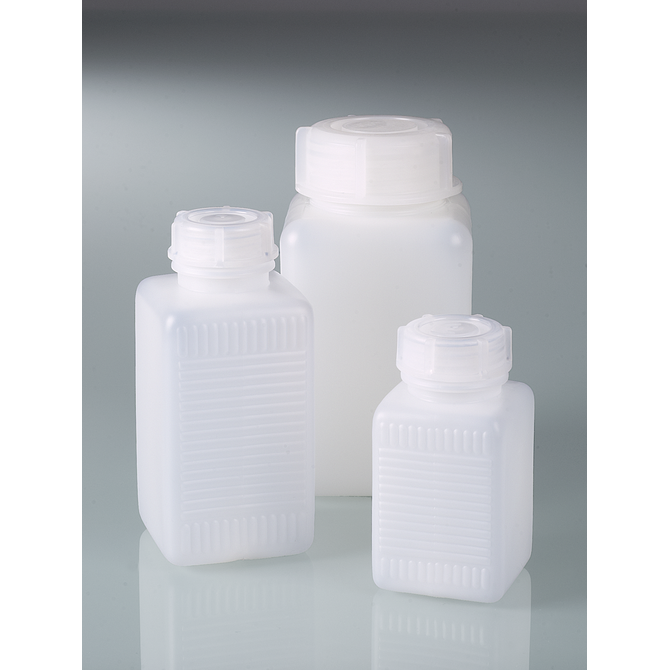 Square bottle, square base, wide neck