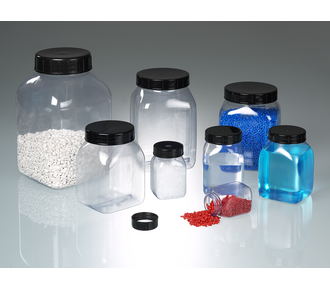 Bote de cuello ancho, cuadrado, PVC