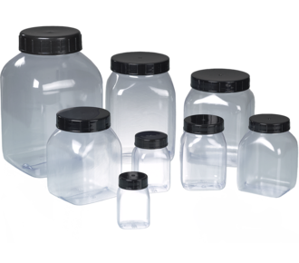 Bote de cuello ancho, cuadrado, PVC